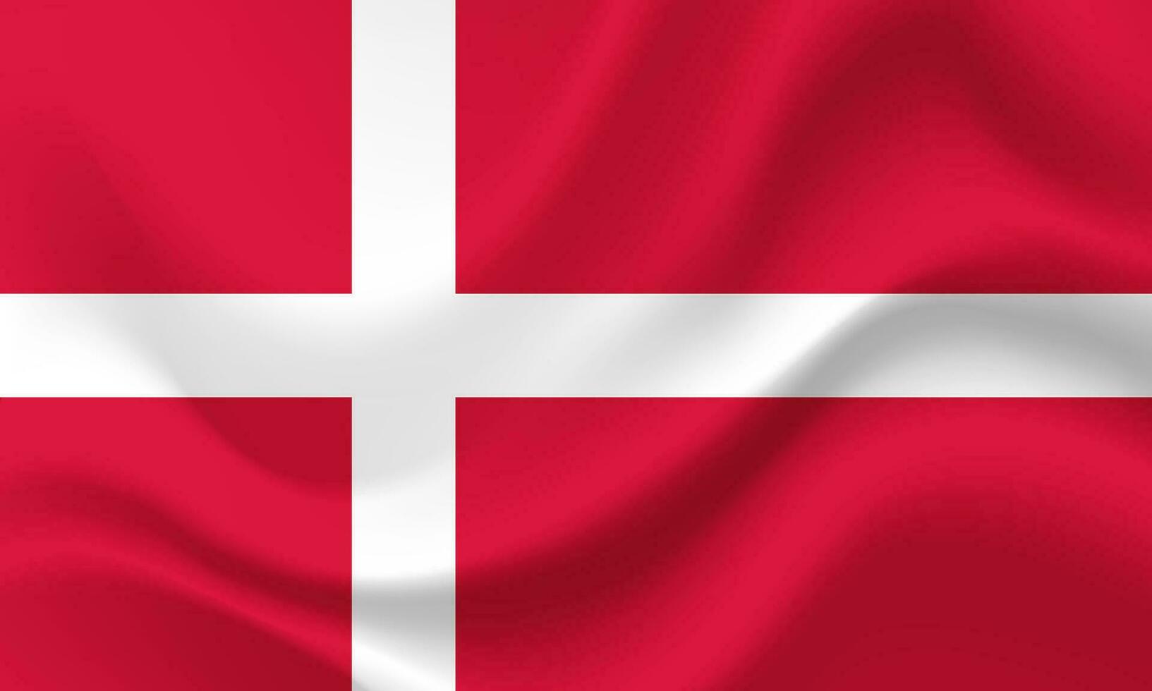 Waved Denmark flag. Danish flag. Vector emblem of Denmark