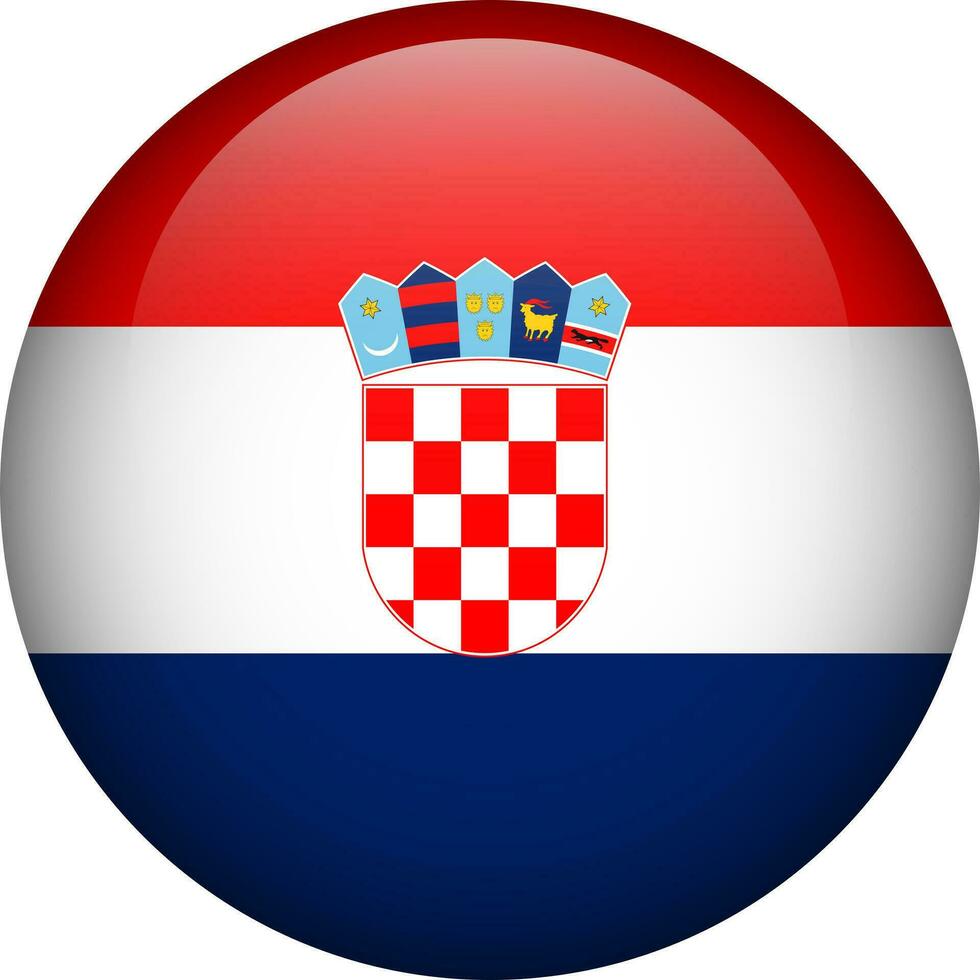 Croatia flag button. Emblem of Croatia. Vector flag, symbol. Colors and proportion correctly.