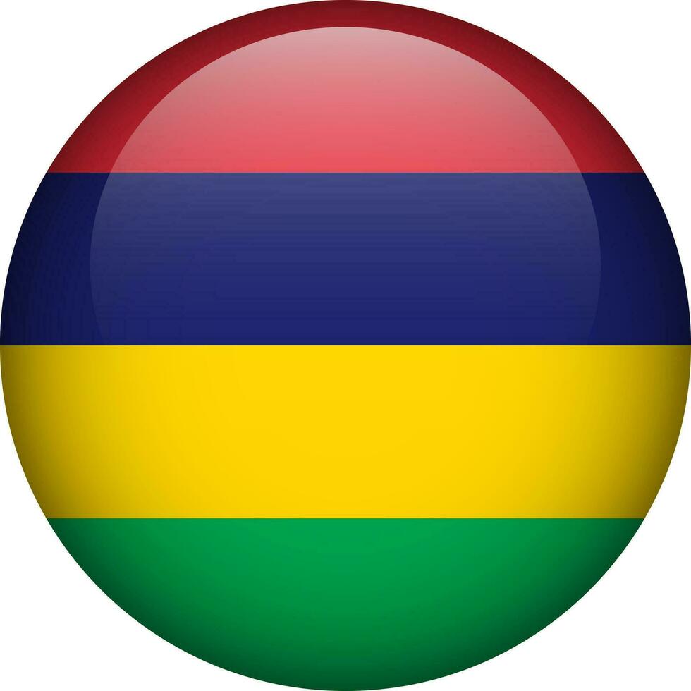 Mauritius flag button. Round flag of Mauritius. Vector flag, symbol. Colors and proportion correctly.