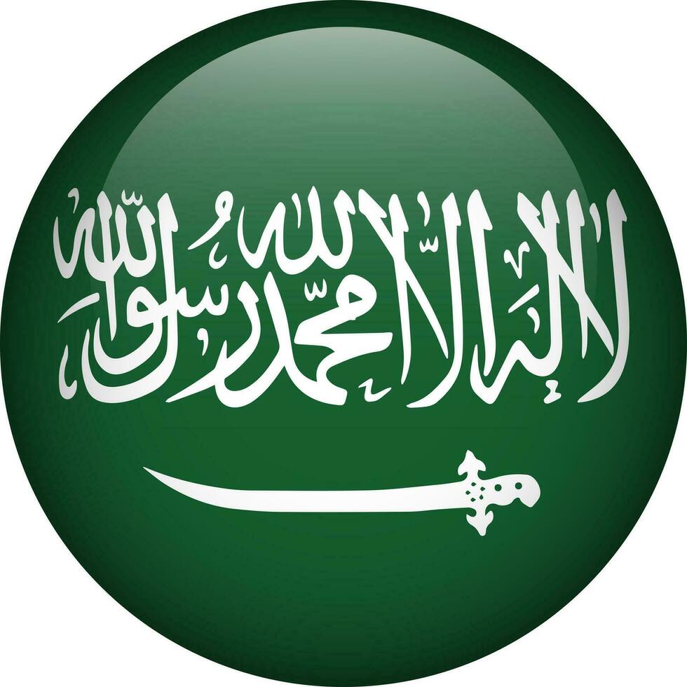 Saudi Arabia flag button. Round flag of Saudi Arabia. Vector flag, symbol. Colors and proportion correctly.