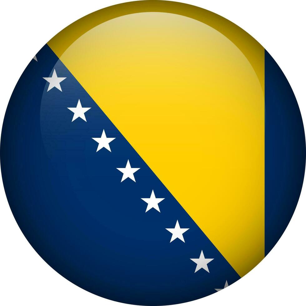 Bosnia and Herzegovina flag button. Round flag of Bosnia and Herzegovina. Vector flag, symbol. Colors and proportion correctly.