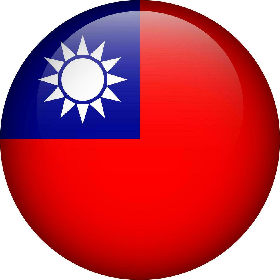 Taiwan flag button. Round flag of Taiwan. Vector flag, symbol. Colors and proportion correctly.