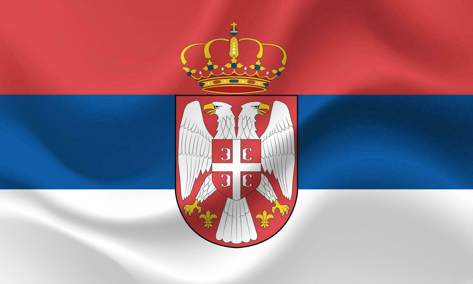 Vector Serbia. Waved Flag of Serbia. Serbia emblem, icon.