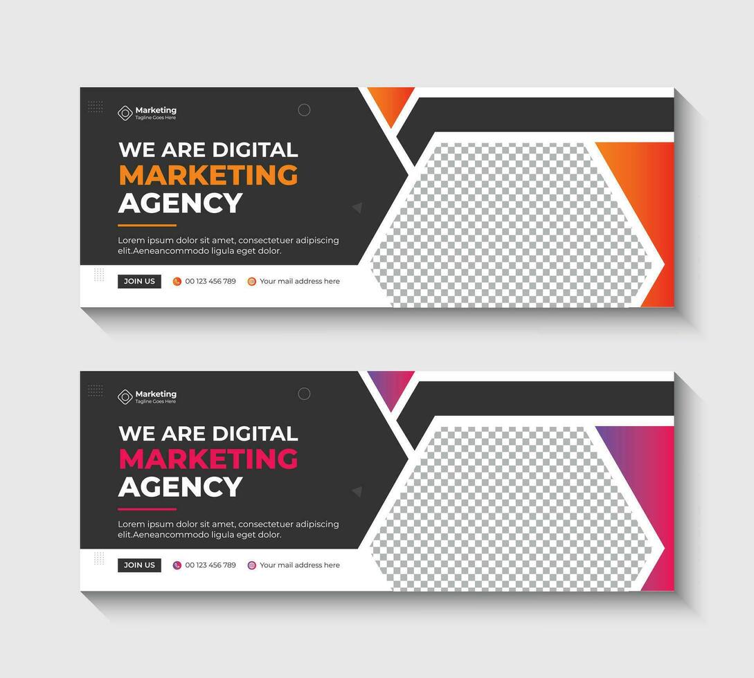 creativo digital márketing negocio social medios de comunicación cubrir diseño, social medios de comunicación correo, cronograma cubrir, y web bandera anuncio modelo diseño. vector