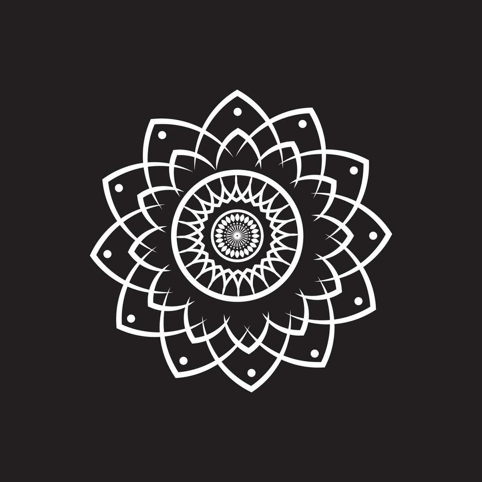 Vector White and Black Mandala, Indian Mandala vector pattern, geometric black design, monochrome symmetric background