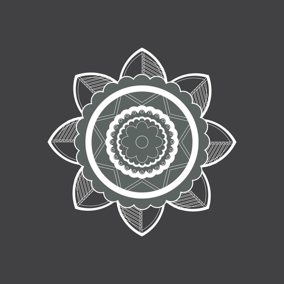 Vector White and Black Mandala, Indian Mandala vector pattern, geometric black design, monochrome symmetric background