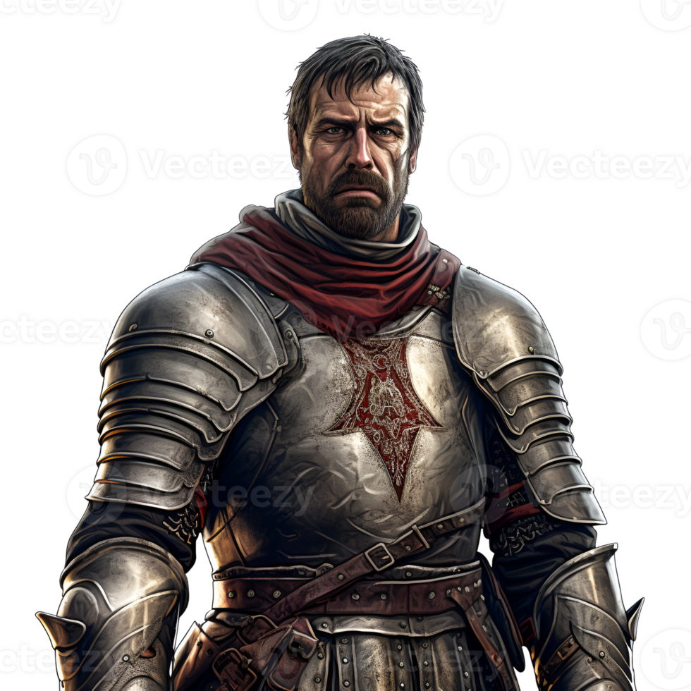 Medieval Soldier Fighter Male No Background Perfect for Print on Demand Merchandise AI Generative png