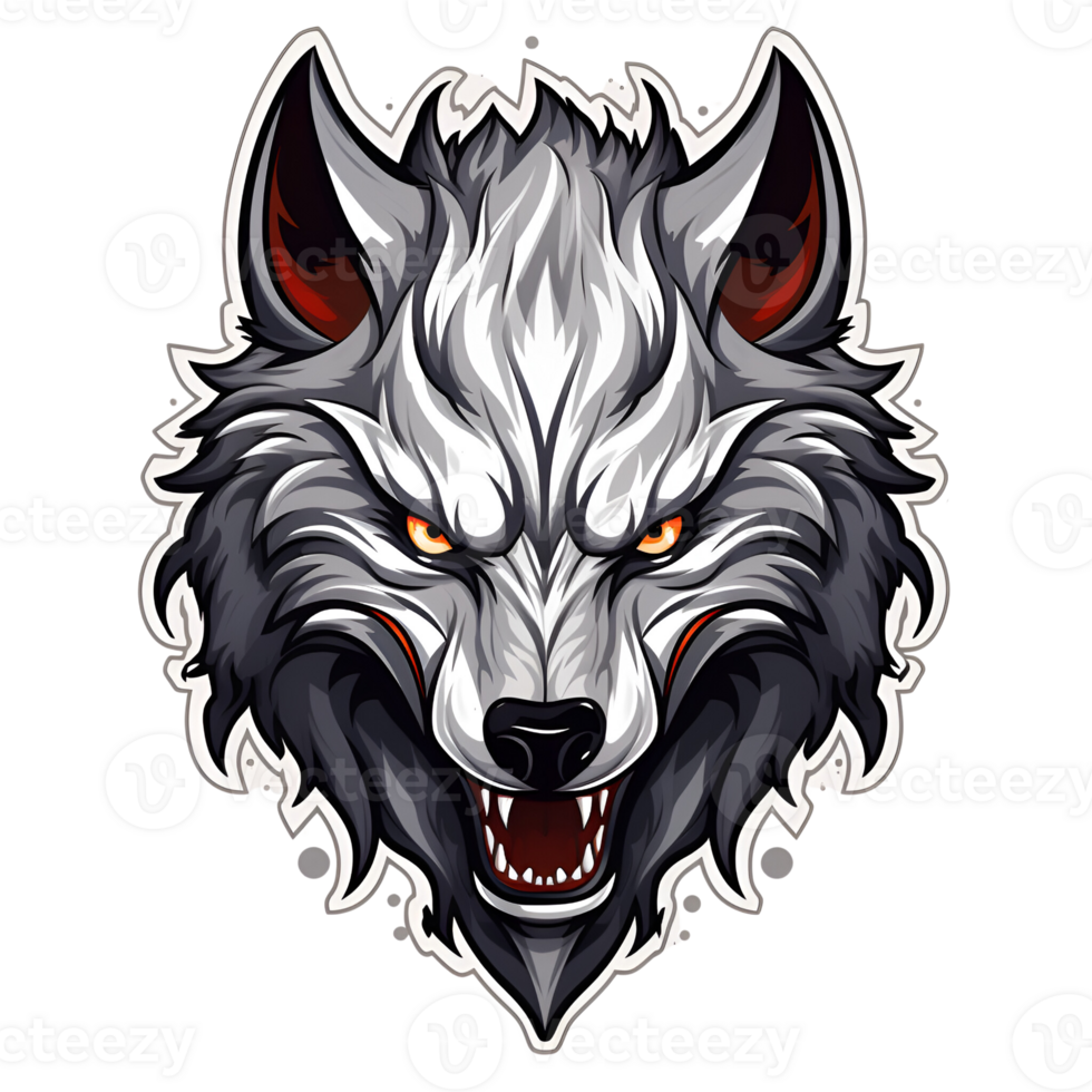 Cartoon Style Wolf No Background Applicable to any context Perfect for Print on Demand Merchandise AI Generative png