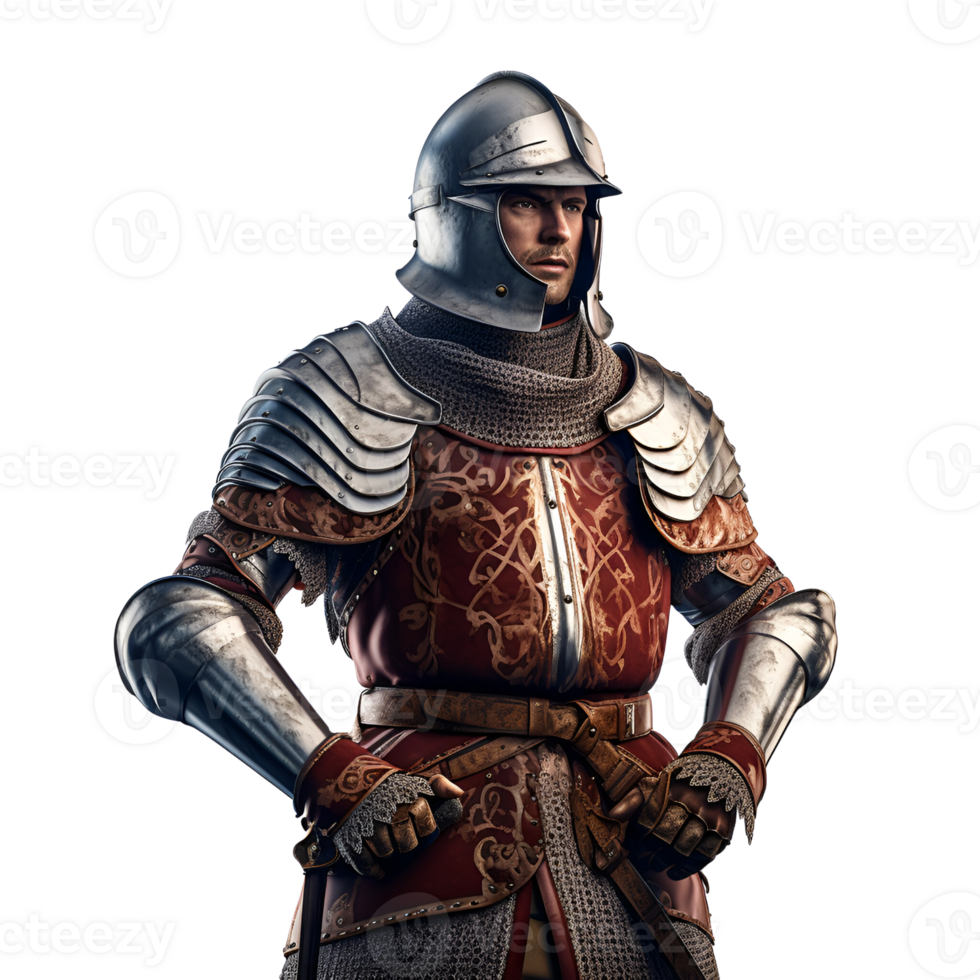Medieval Soldier Fighter Male No Background Perfect for Print on Demand Merchandise AI Generative png