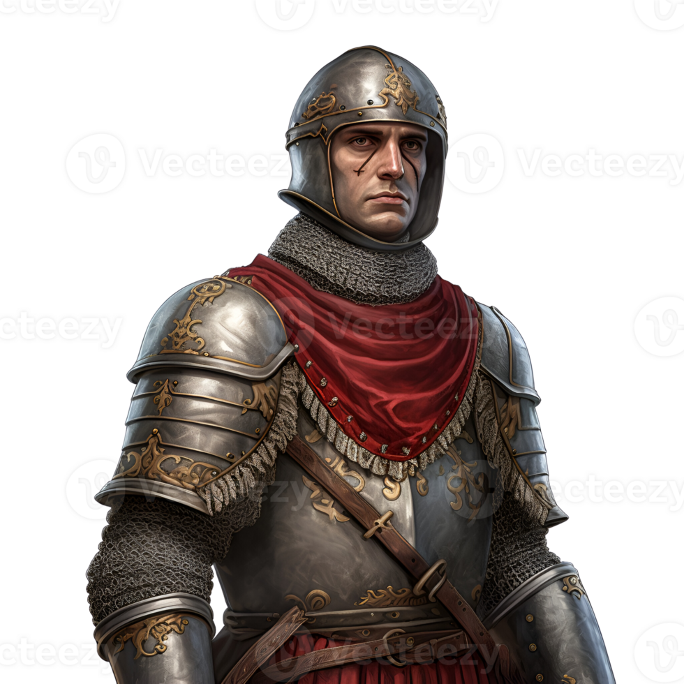 Medieval Soldier Fighter Male No Background Perfect for Print on Demand Merchandise AI Generative png