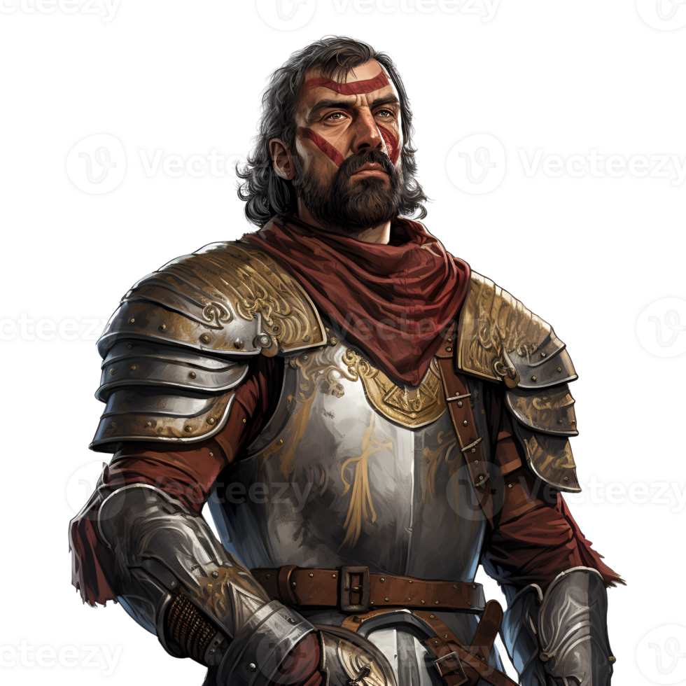Medieval Soldier Fighter Male No Background Perfect for Print on Demand Merchandise AI Generative png