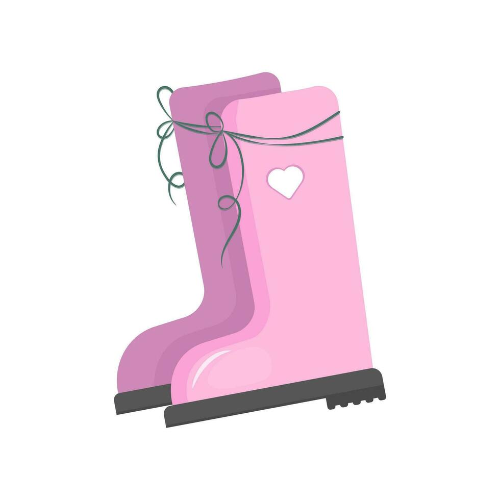 Pink rubber boots isolated on white. Vector gumboots illustration