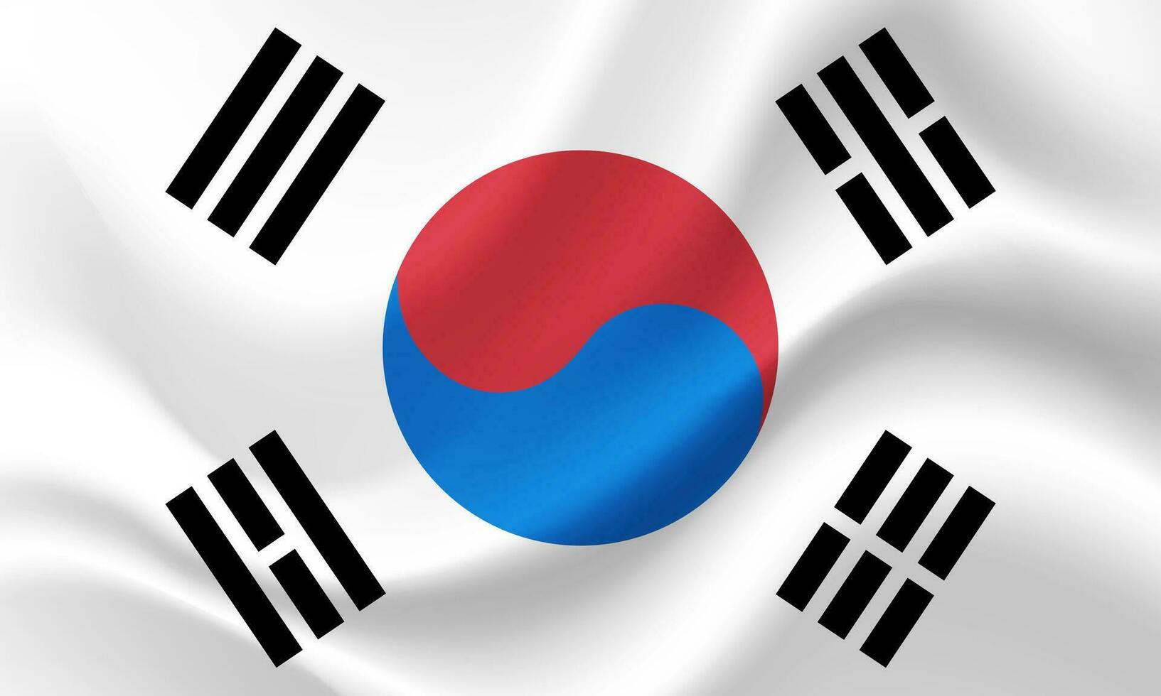 Waved South Korea flag. Korean flag. Vector emblem of South Korea