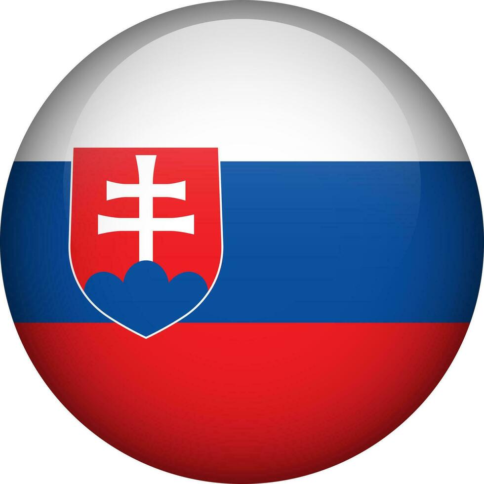 Slovakia flag button. Emblem of Slovakia. Vector flag, symbol. Colors and proportion correctly.