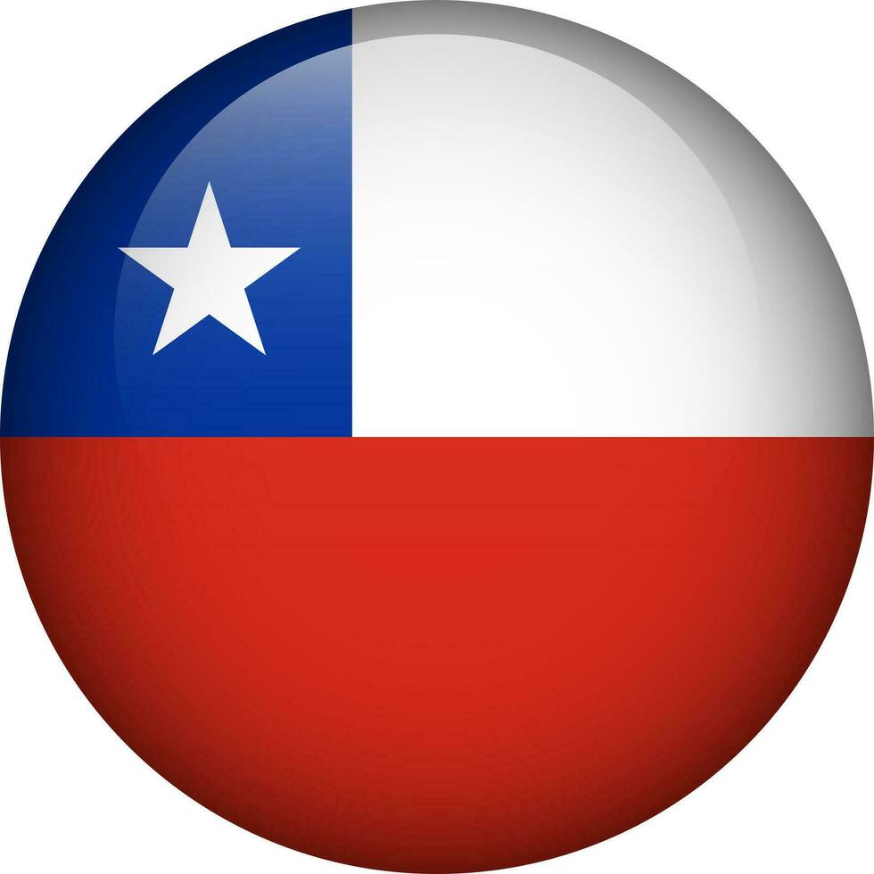 Chile flag button. Emblem of Chile. Vector flag, symbol. Colors and proportion correctly.