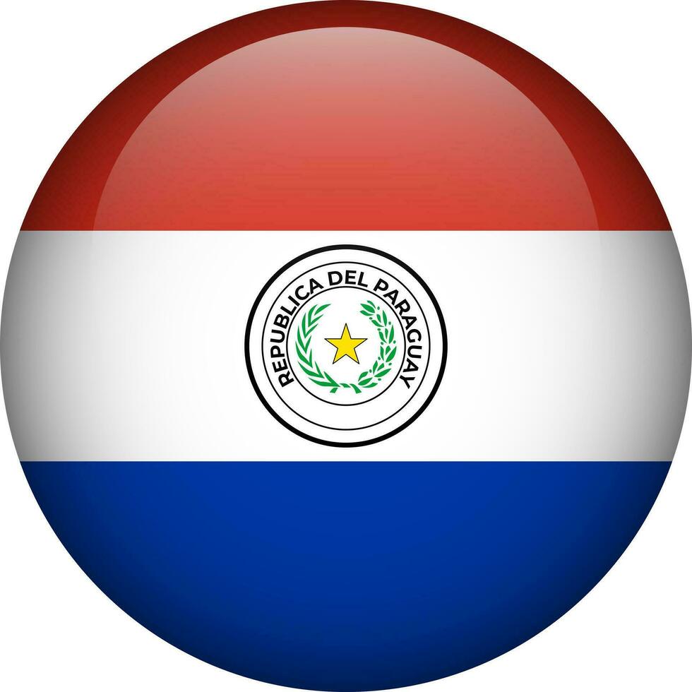 Paraguay flag button. Round flag of Paraguay. Vector flag, symbol. Colors and proportion correctly.