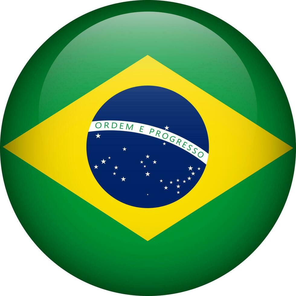 Brazil flag button. Emblem of Brazil. Vector flag, symbol. Colors and proportion correctly.