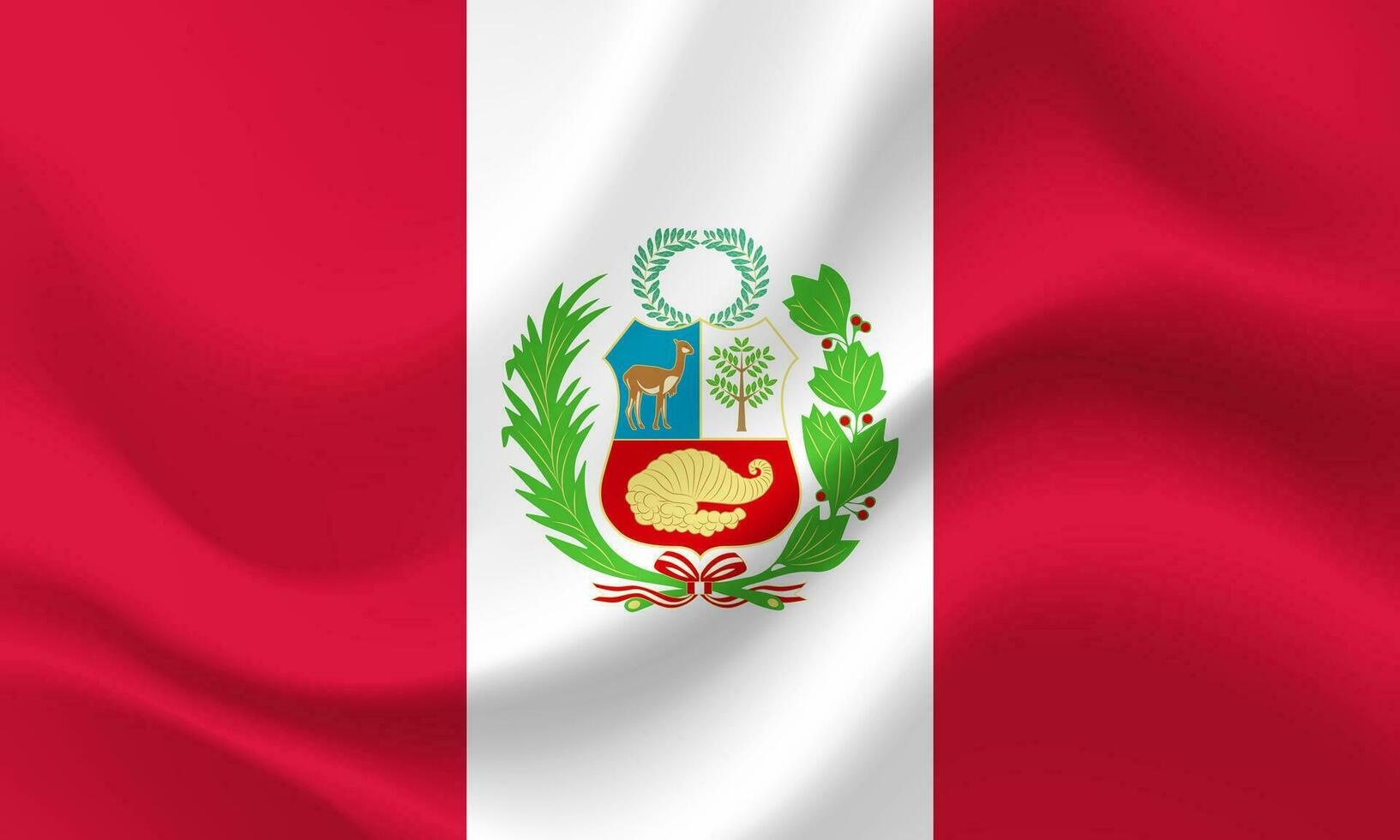 Vector Peru flag. Waved Flag of Peru. Peru emblem, icon.