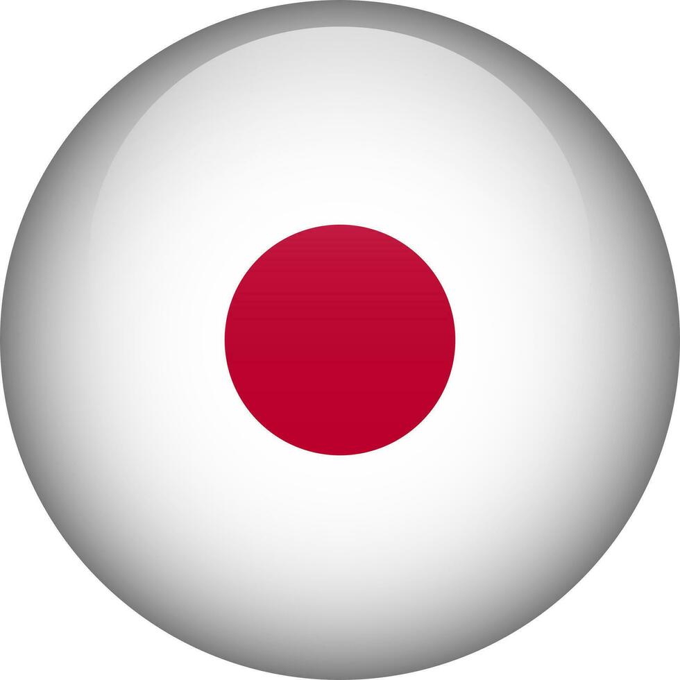 Japan flag button. Emblem of Japan. Vector flag, symbol. Colors and proportion correctly.