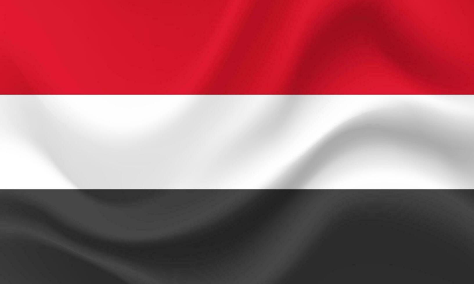 Vector Yemen flag. Waved Flag of Yemen. Yemen emblem, icon.