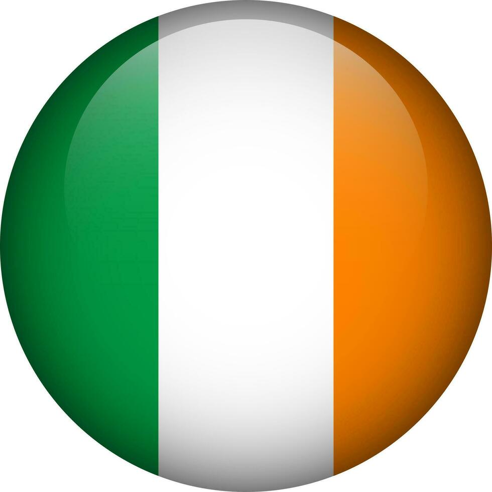 Ireland flag button. Emblem of Ireland. Vector flag, symbol. Colors and proportion correctly.