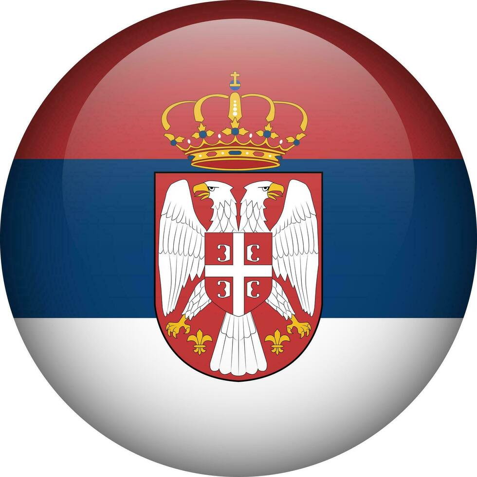 Serbia flag button. Round flag of Serbia. Vector flag, symbol. Colors and proportion correctly.