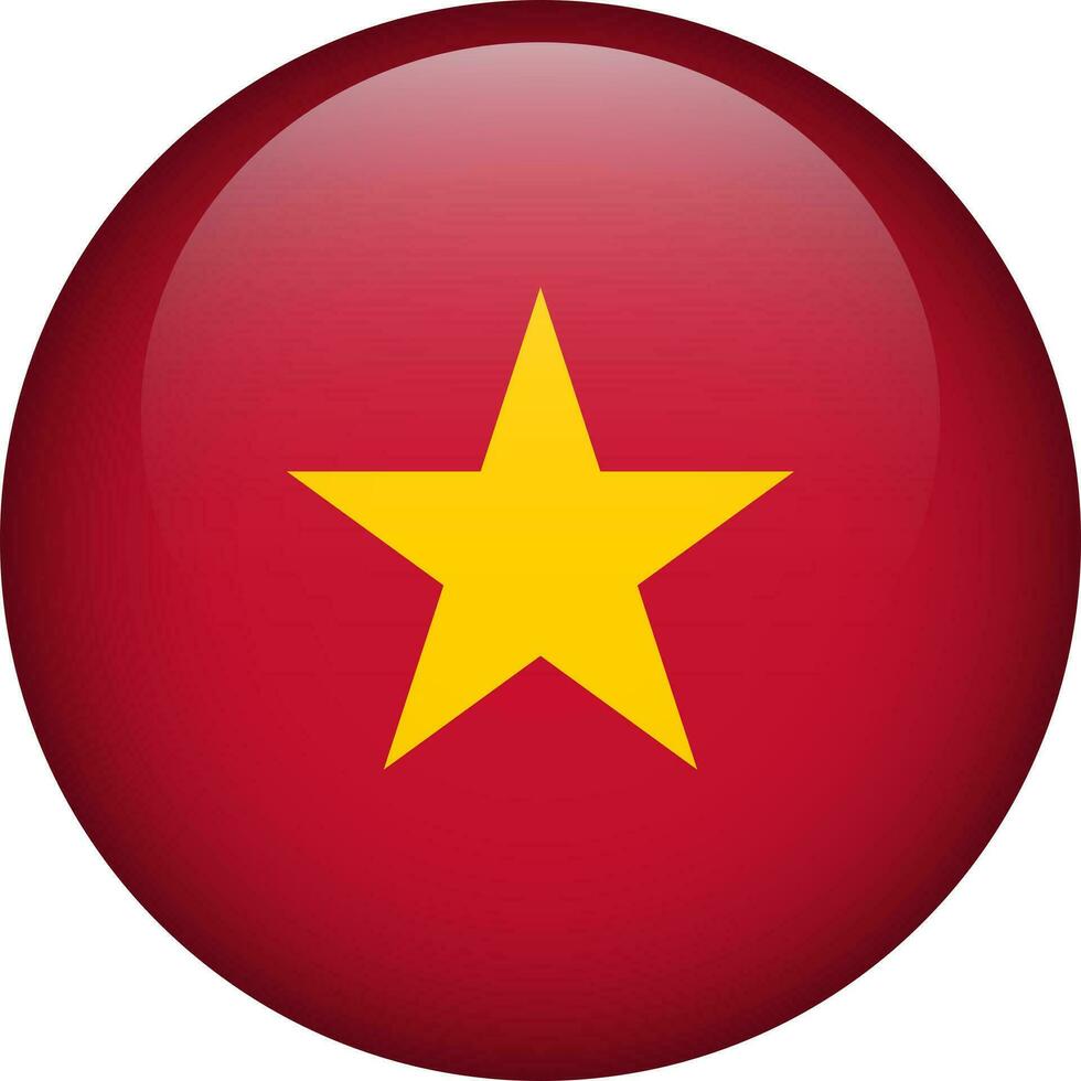 Vietnam flag button. Emblem of Vietnam. Vector flag, symbol. Colors and proportion correctly.