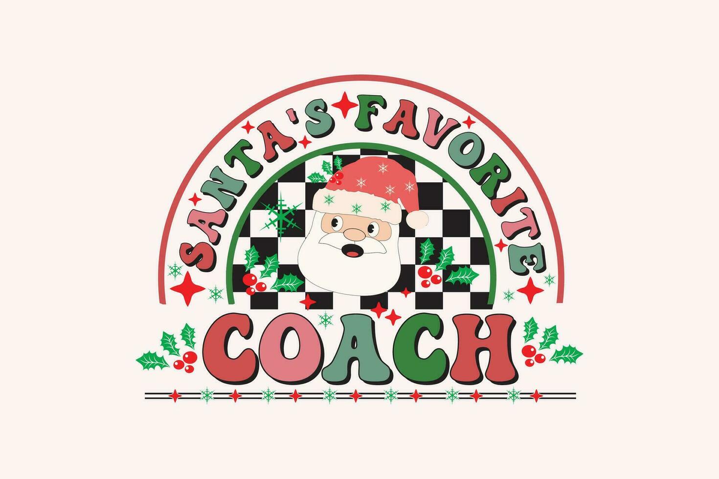 de santa favorito entrenador Navidad retro tipografía camiseta diseño vector