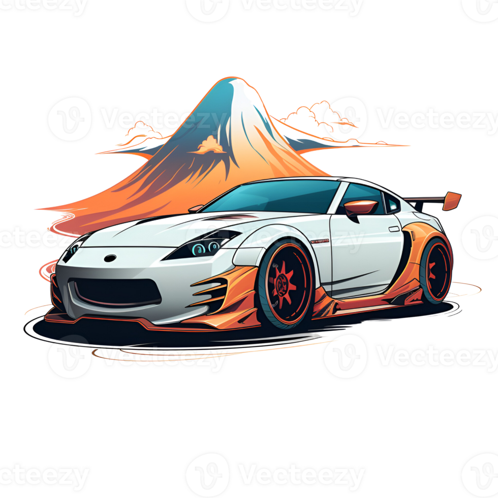 Cartoon Style Japanese Sport Cars No Background Applicable to any Context Perfect for Print on Demand Merchandise AI Generative png