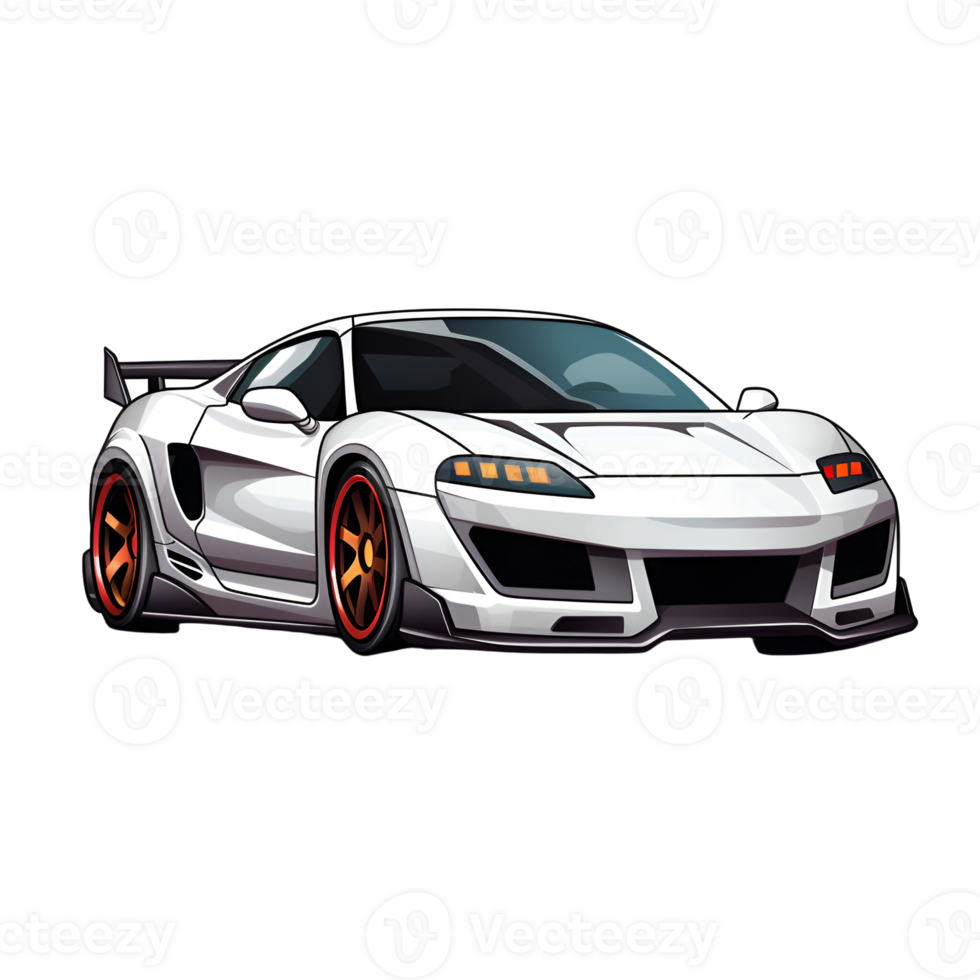 Cartoon Style Japanese Sport Cars No Background Applicable to any Context Perfect for Print on Demand Merchandise AI Generative png