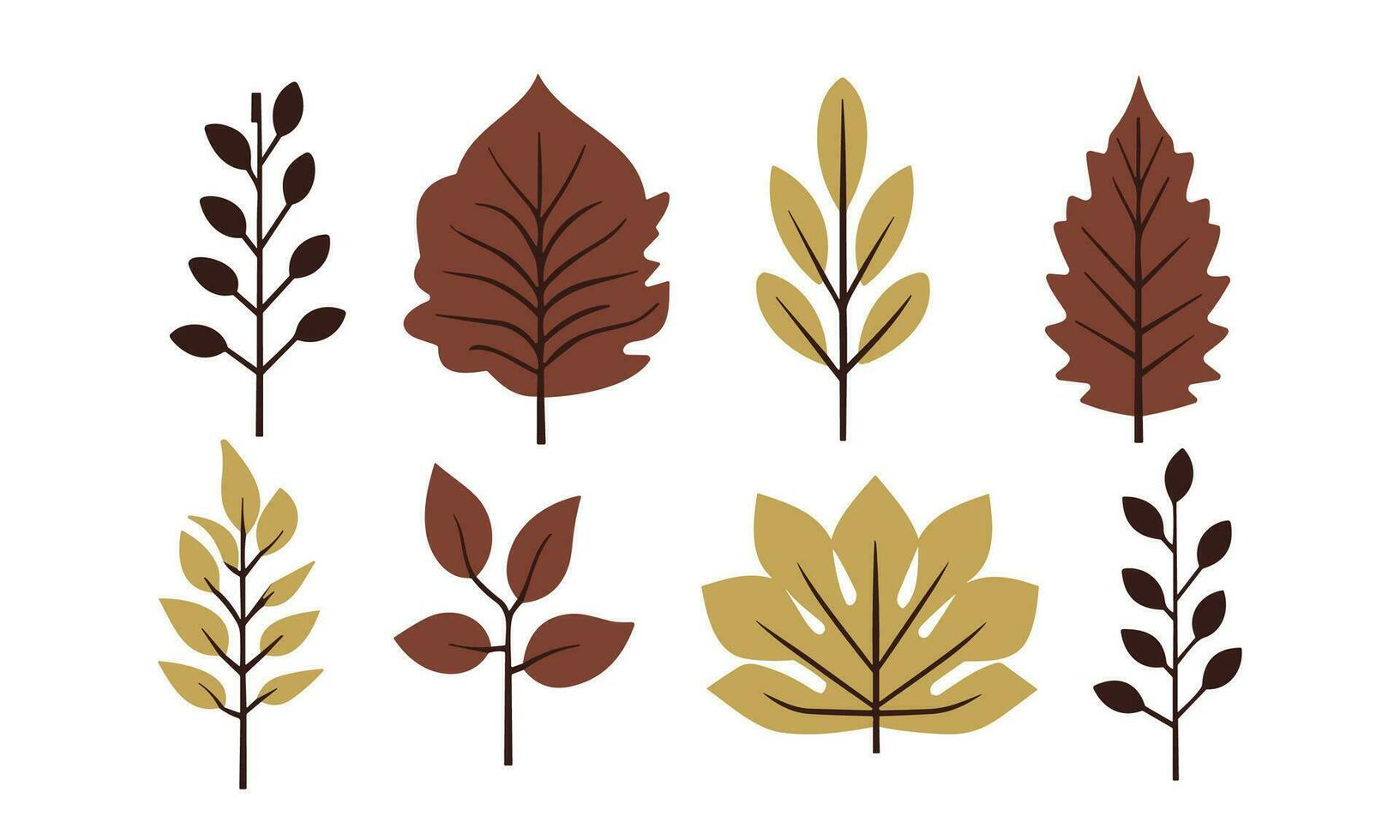 Hand drawn autumn leaves illustrations vector