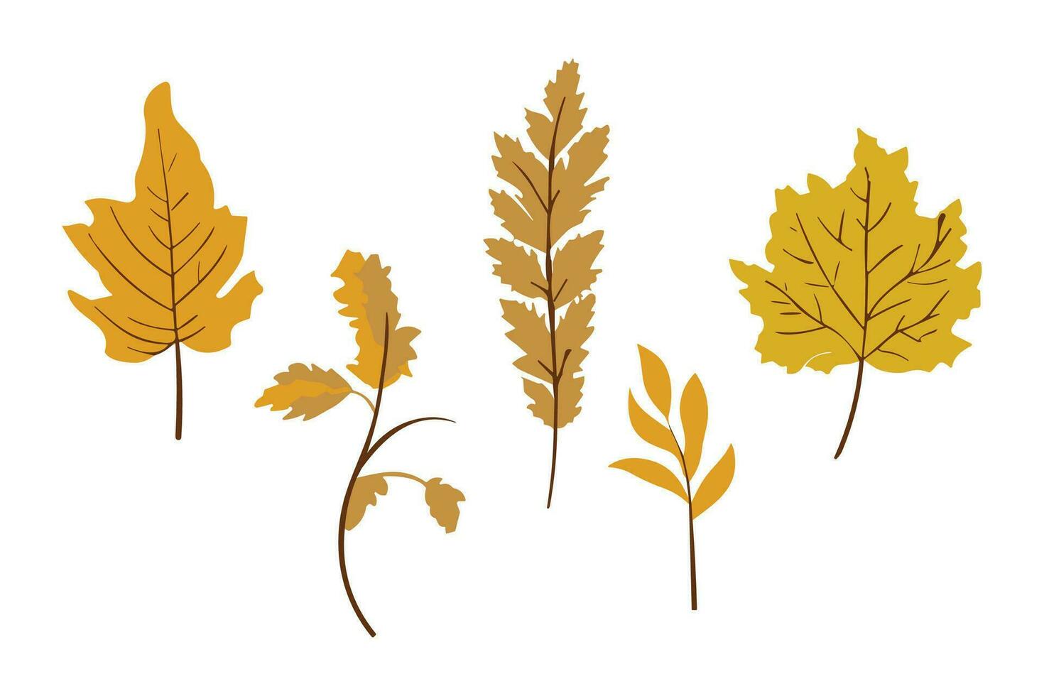 otoño hojas conjunto aislado en un blanco antecedentes ilustración vector