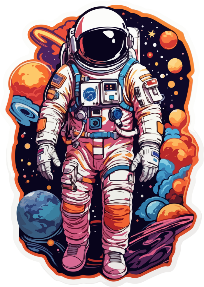 astronauta adesivo grampo arte com ai generativo png