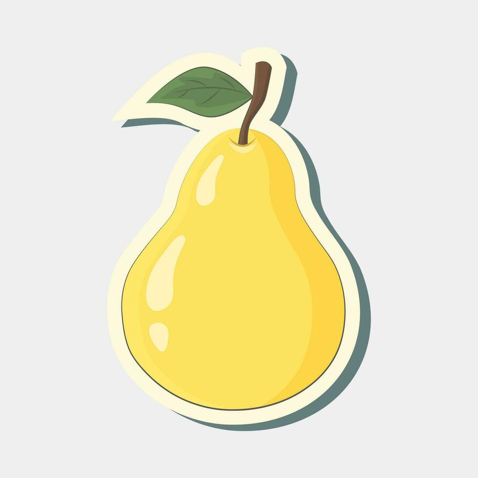 Vector yellow pear sticker. Isolated vector sticker, color drawing symbol.