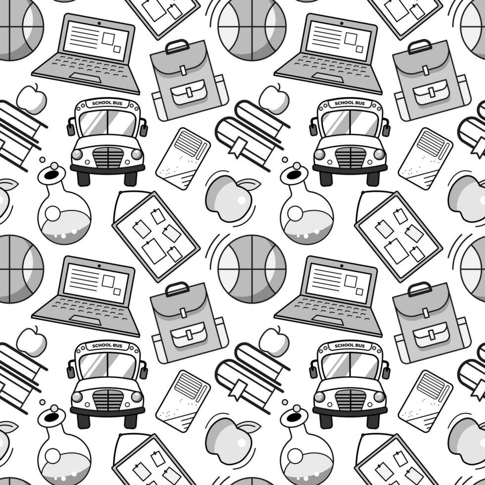 School background. Seamless back to school pattern. Concept of black and white school background. vector