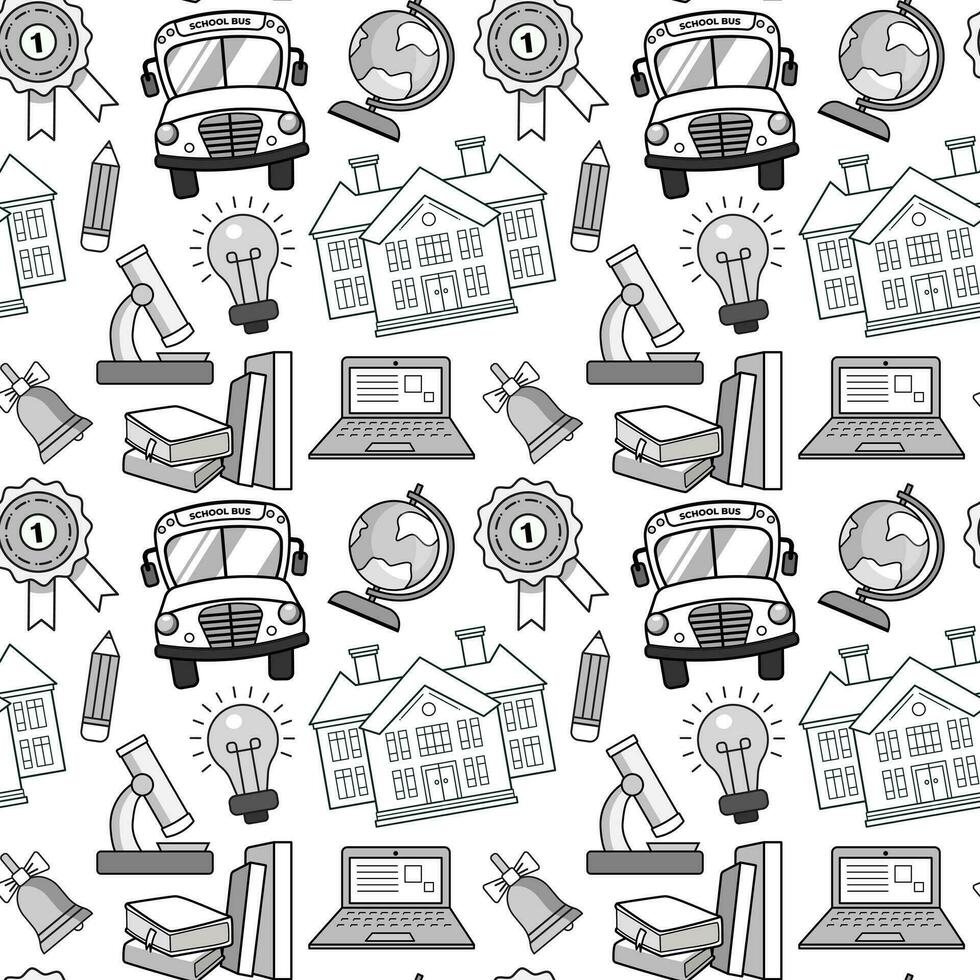 School background. Seamless back to school pattern. Concept of black and white school background. vector