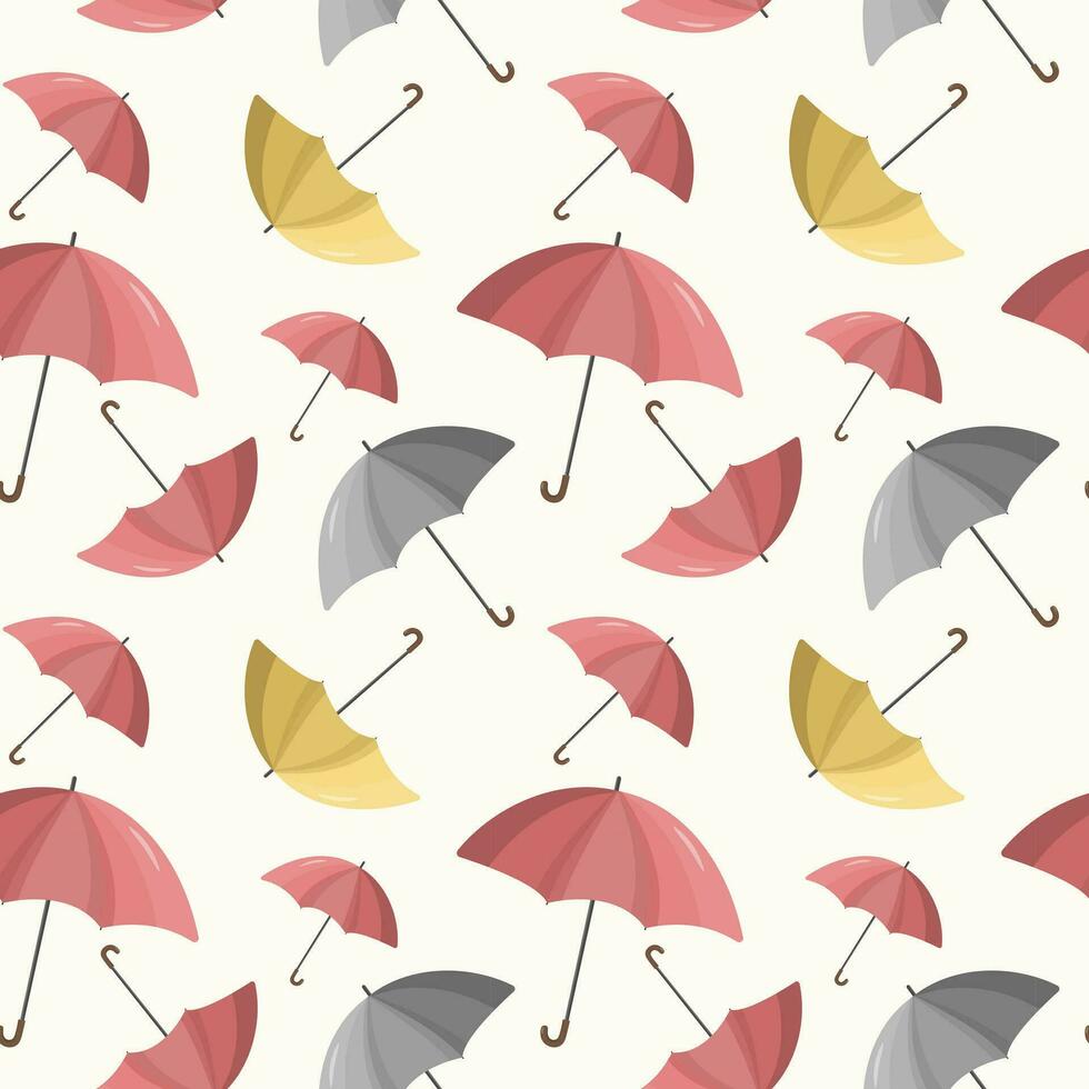 Seamless pattern with umbrella. Colourful umbrellas. Autumn background, vector pattern.