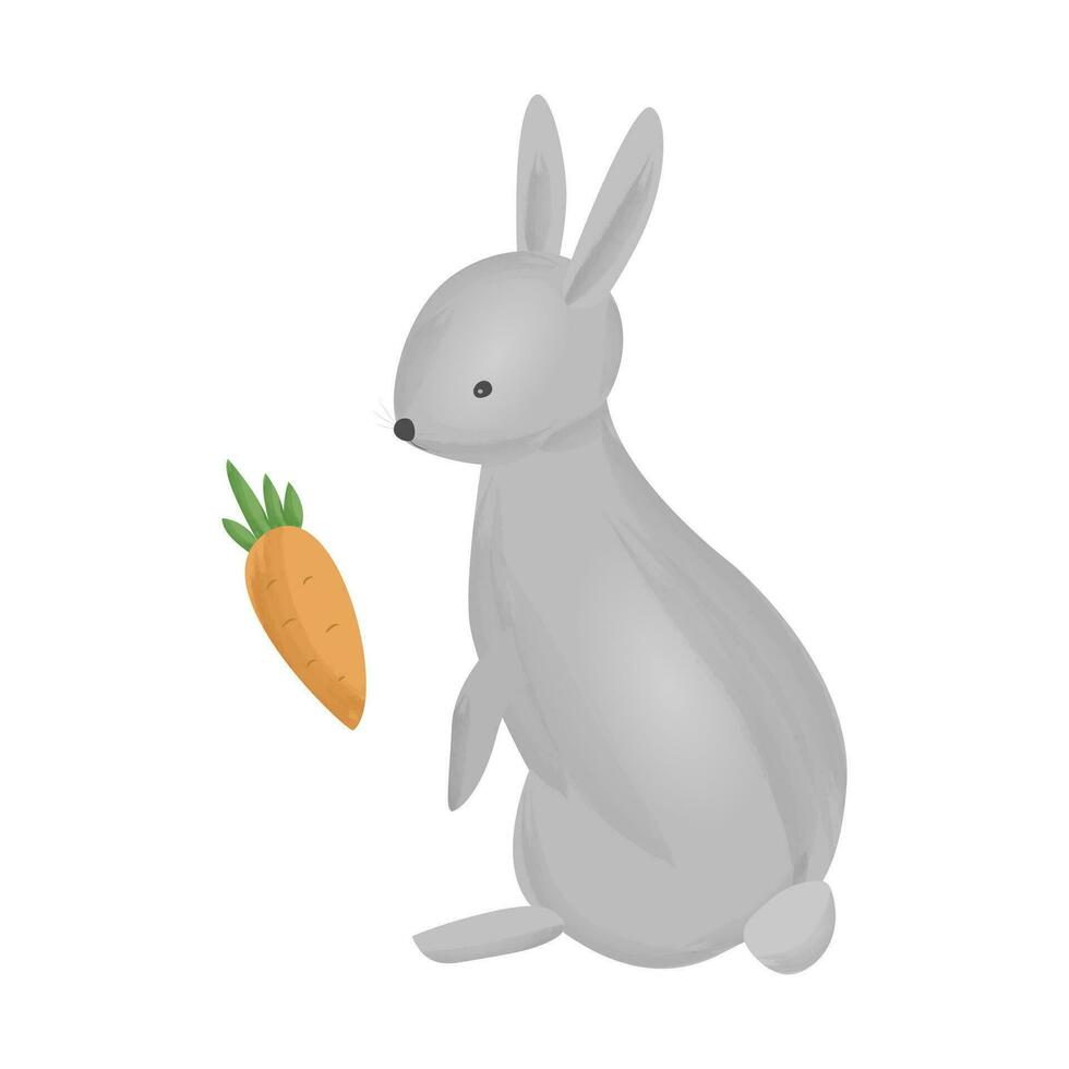 vector Conejo con zanahoria. ilustración para Pascua de Resurrección y primavera
