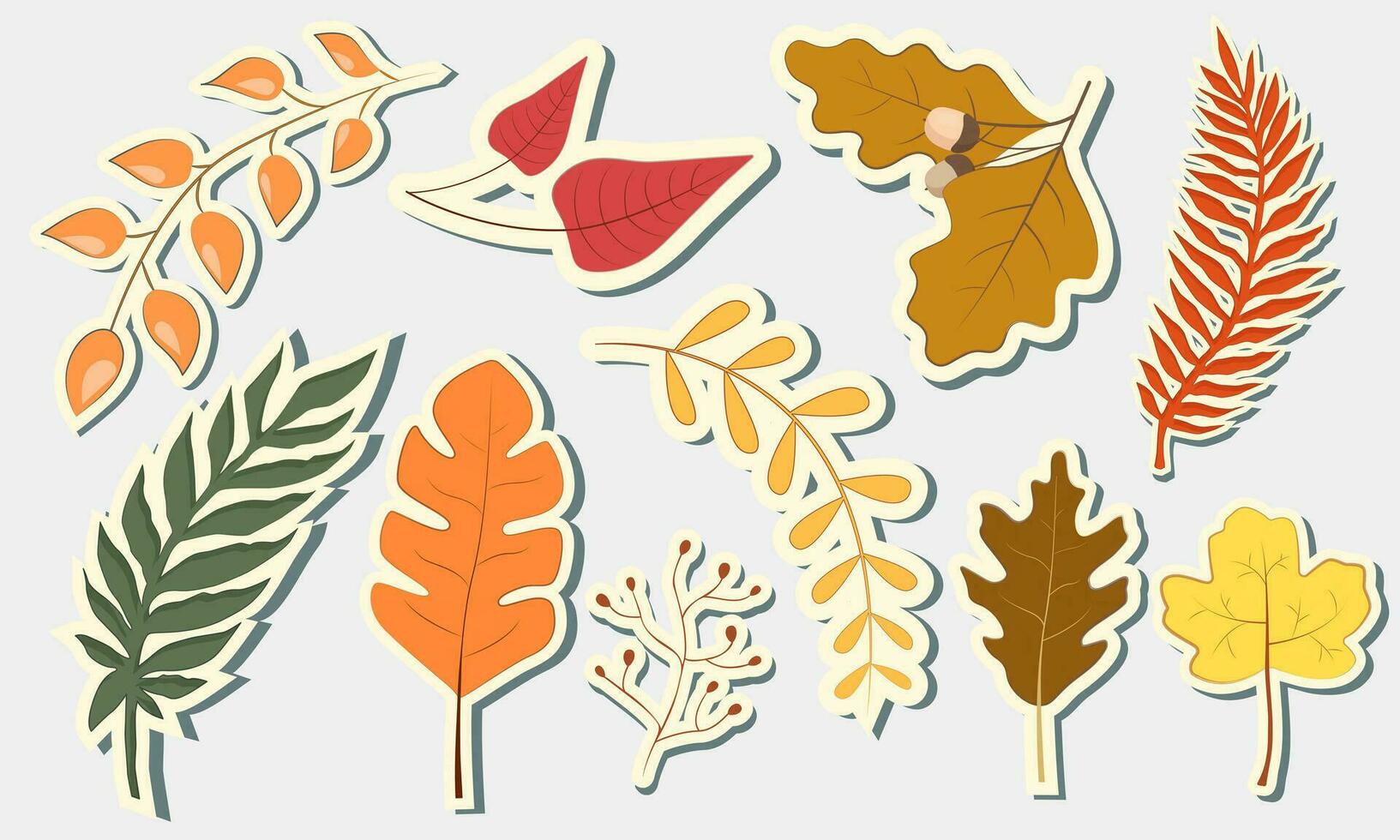 conjunto de vistoso otoño hojas. vector otoño hojas pegatinas