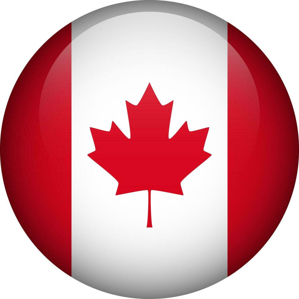 Canada flag button. Emblem of Canada. Vector flag, symbol. Colors and proportion correctly.