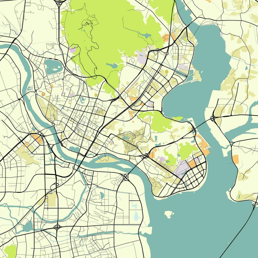 map of Quanzhou, Fujian, China vector