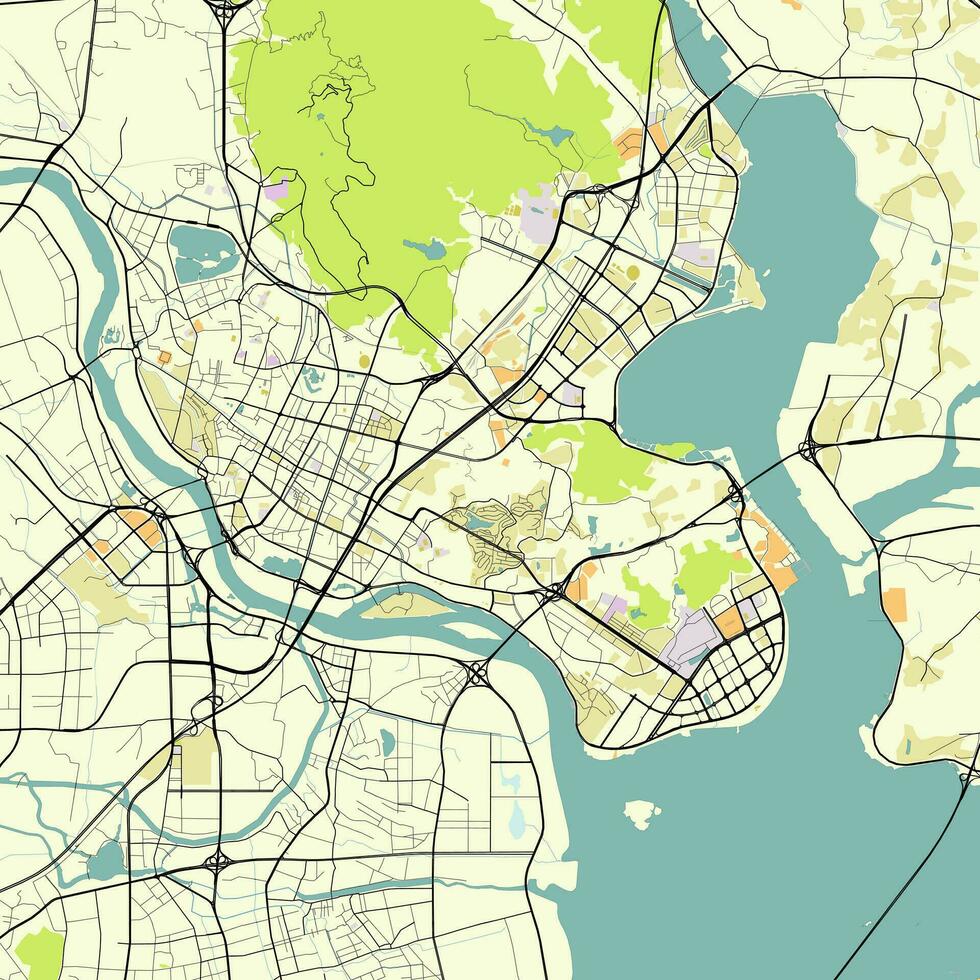 mapa de Quanzhou, fujián, China vector