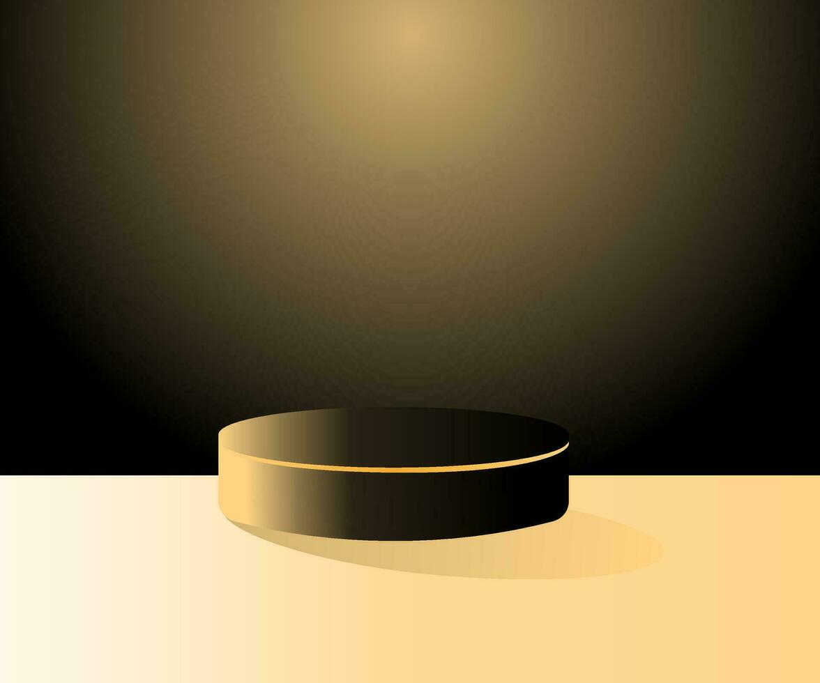 3D product podium stand display in black gold color, studio, modern, luxury style background vector