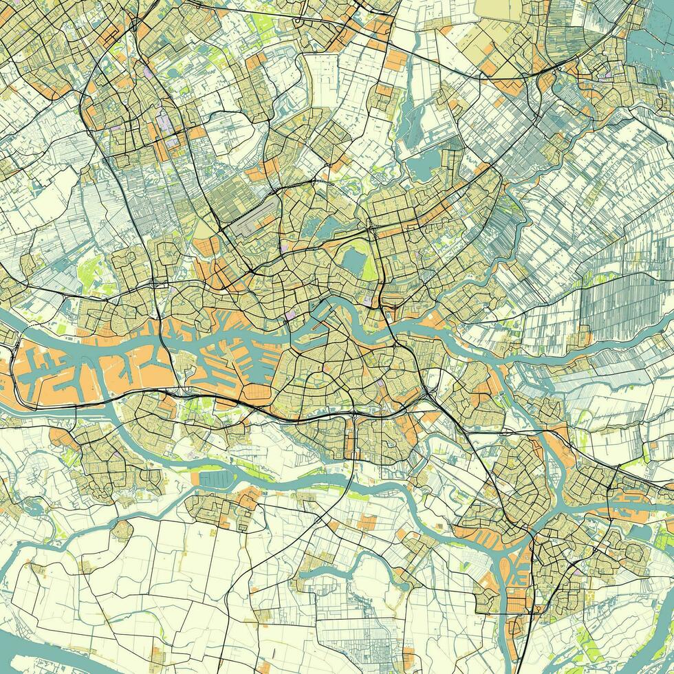 City map of Rotterdam, Netherlands vector