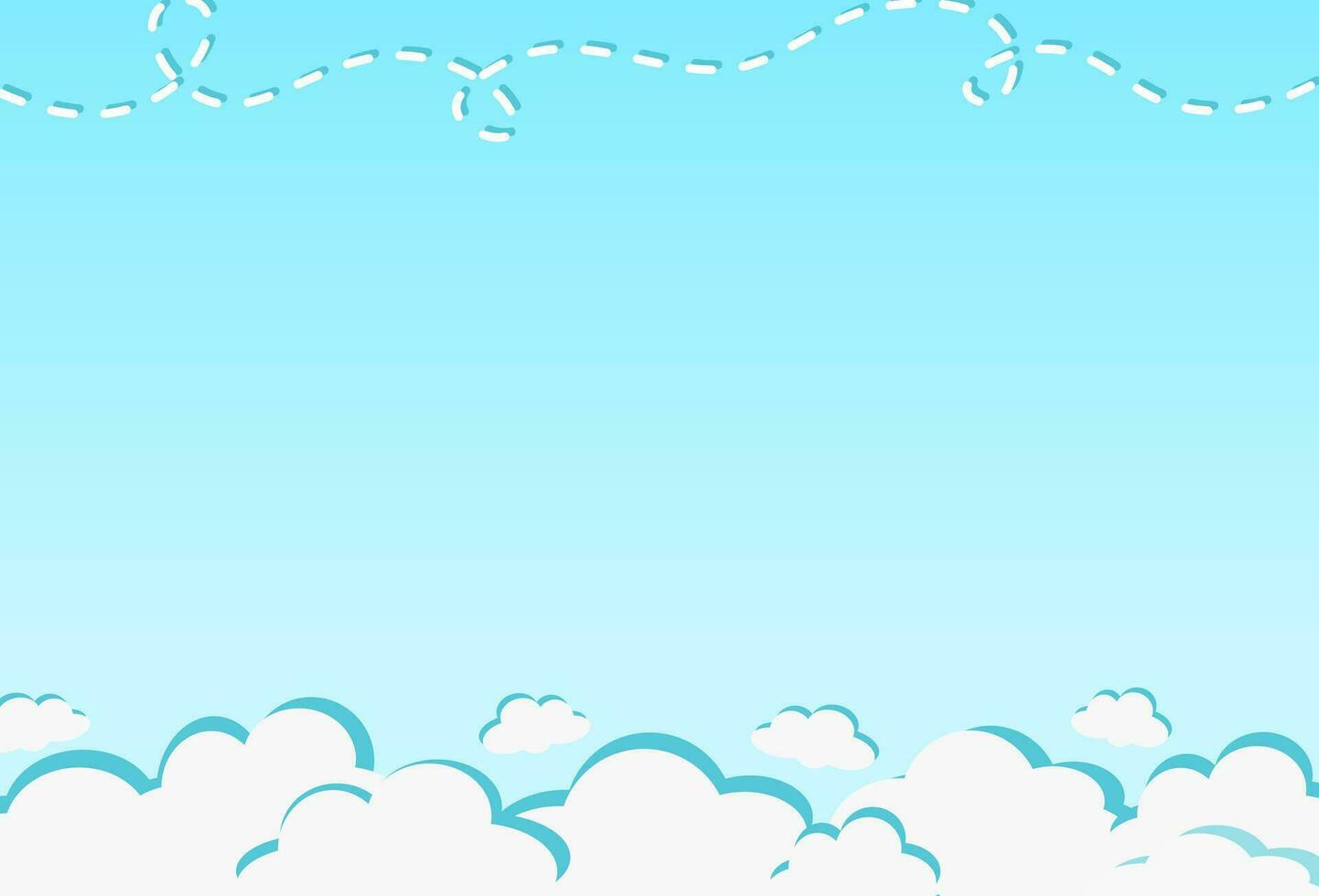 2d blue sky and clouds cartoon border background vector