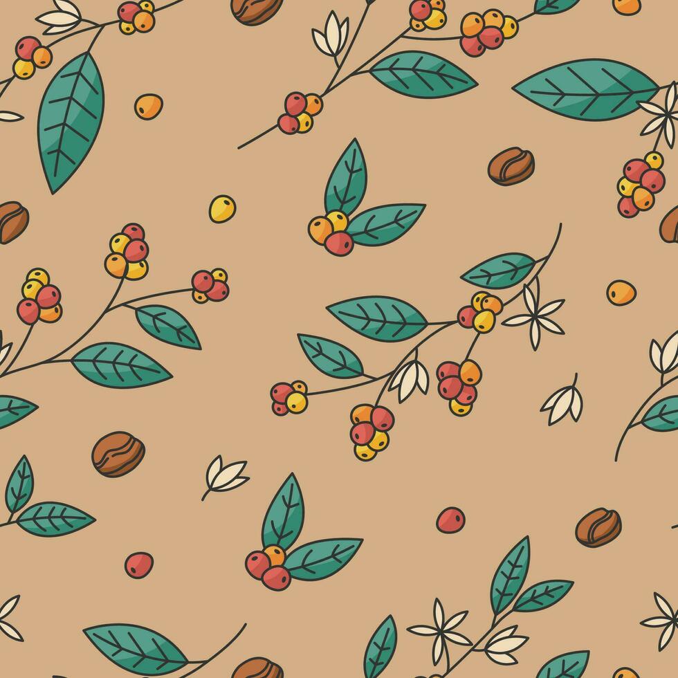 Coffee Berry And Branch Seamless Pattern vector