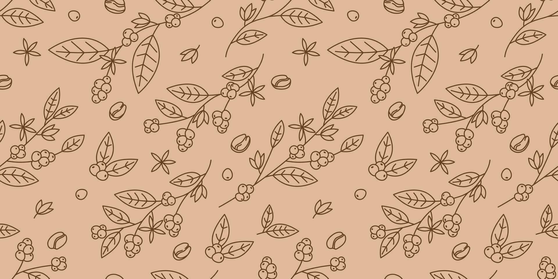 Branch Of Coffee Beans Seamless Pattern vector