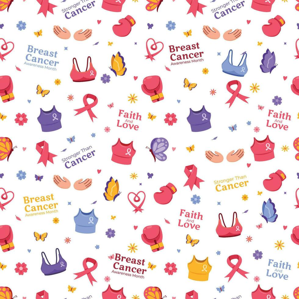 Campaign For Breast Cancer Awareness Seamless Patterns vector