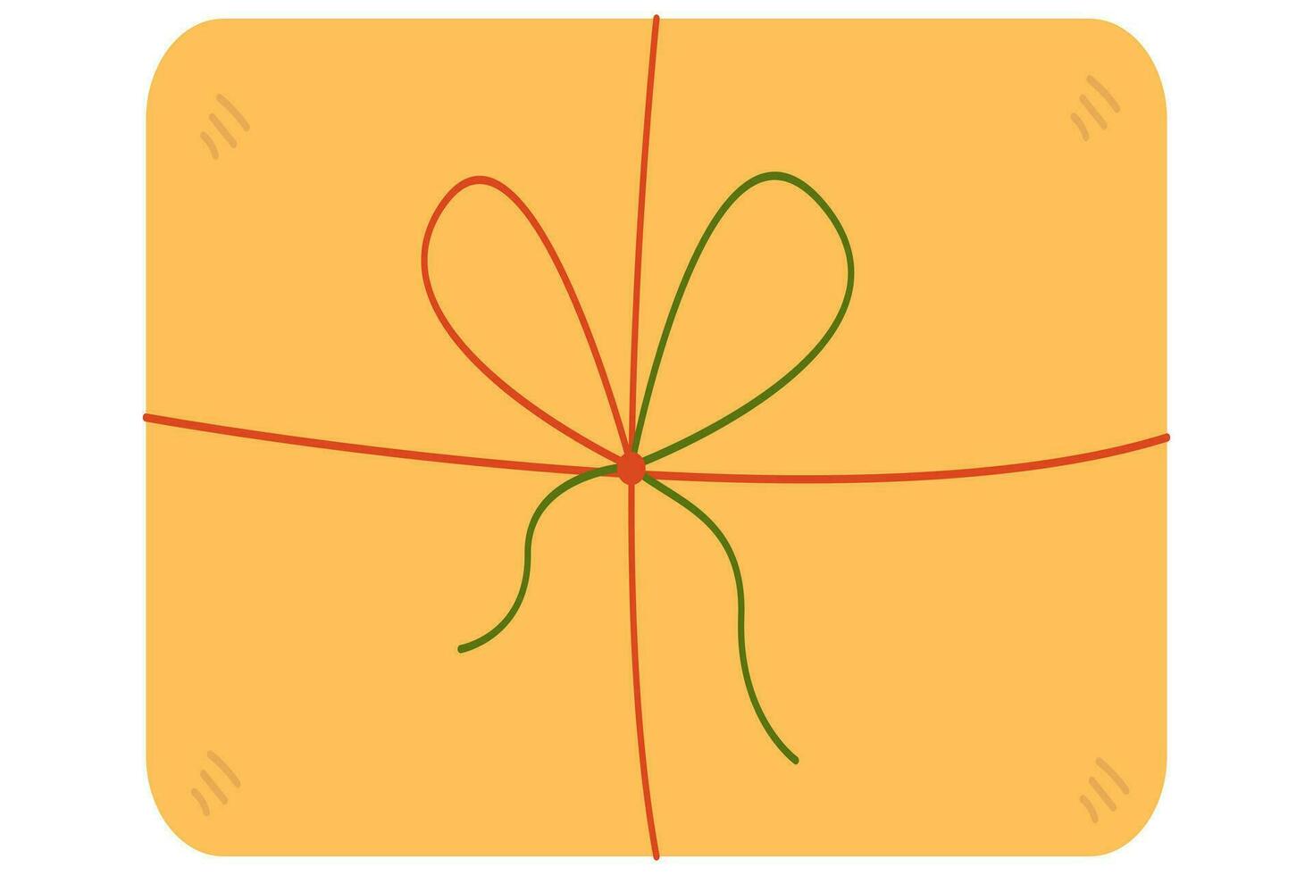 The yellow envelope is tied with a green and red ribbon vector