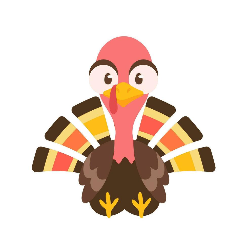 happy thanksgiving cartoon turkey cute and pumpkin in the autumn vector